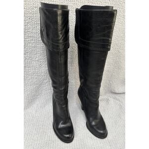 Joan & David Women's Black Leather Knee High Heeled Boots Size 8 M #67301